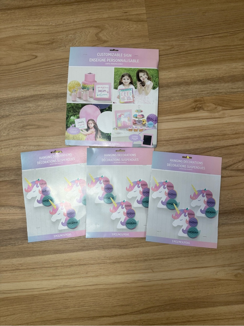 Pink Unicorn Hanging Party Decorations - Set